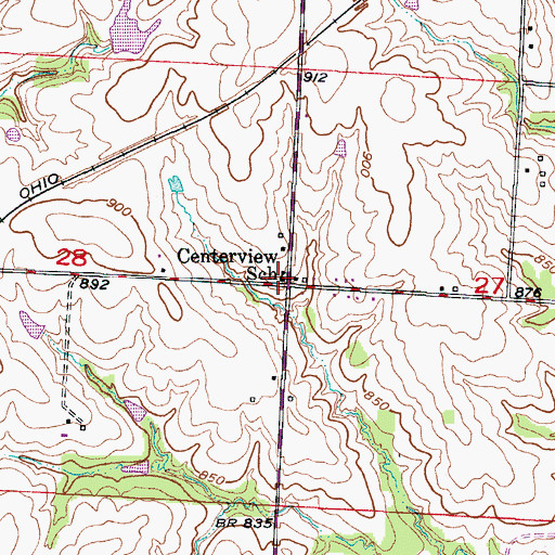 Topographic Map of Centerview School (historical), MO