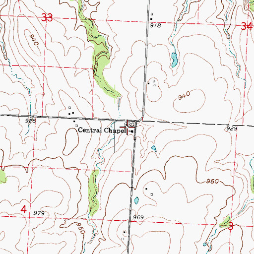 Topographic Map of Central Chapel, MO