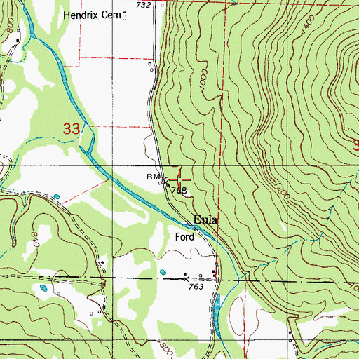 Topographic Map of Eula, AR