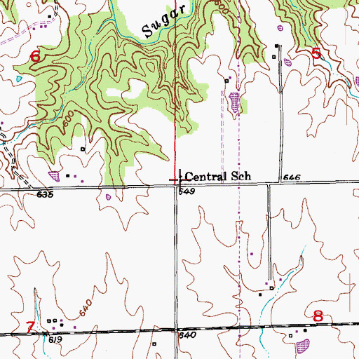 Topographic Map of Central School, MO