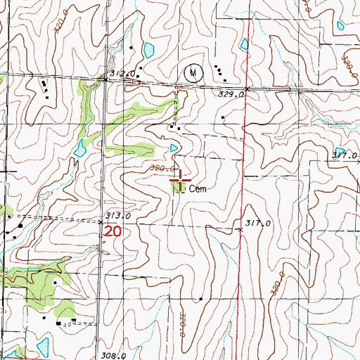 Topographic Map of Central School (historical), MO