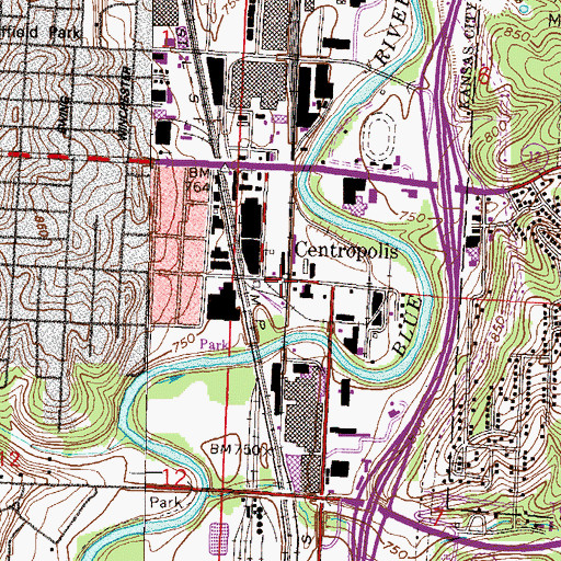 Topographic Map of Centropolis, MO