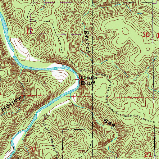 Topographic Map of Chalk Bluff, MO