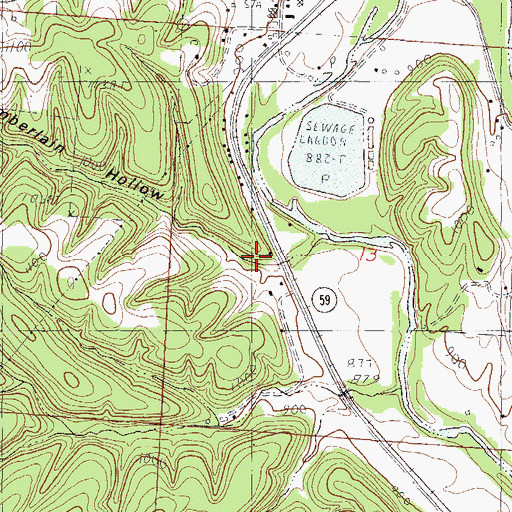 Topographic Map of Chamberlain Hollow, MO