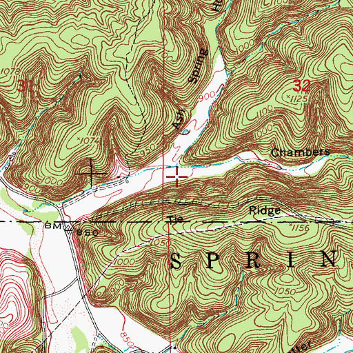 Topographic Map of Chambers Hollow, MO