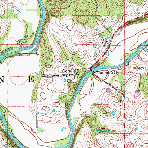 Topographic Map of Champion City Church, MO