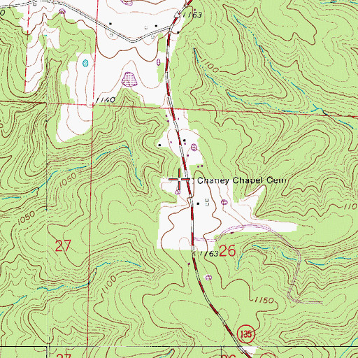 Topographic Map of Chaney Chapel Cemetery, MO