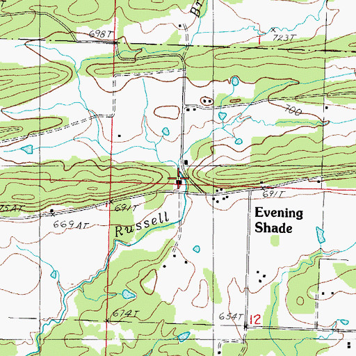Topographic Map of Evening Shade School, AR