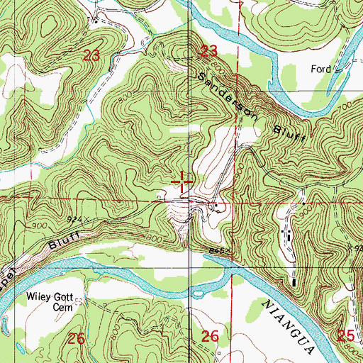 Topographic Map of Chapel Bluff School, MO