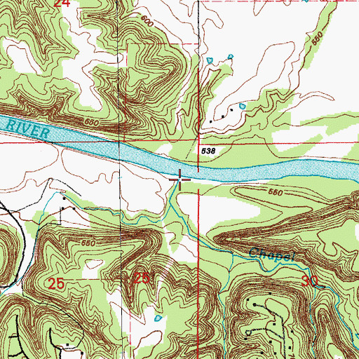 Topographic Map of Chapel Branch, MO