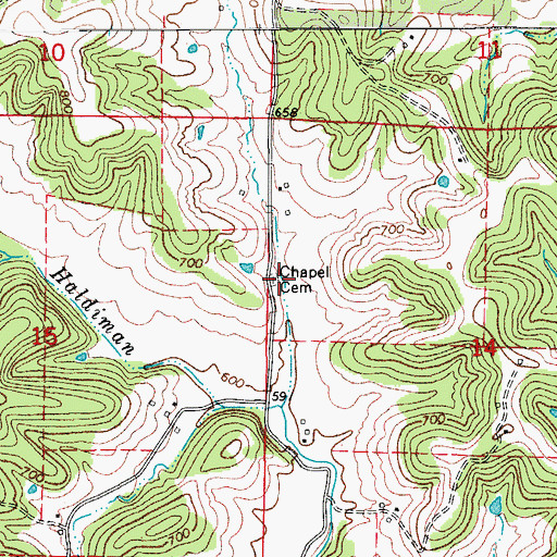 Topographic Map of Chapel Cemetery, MO