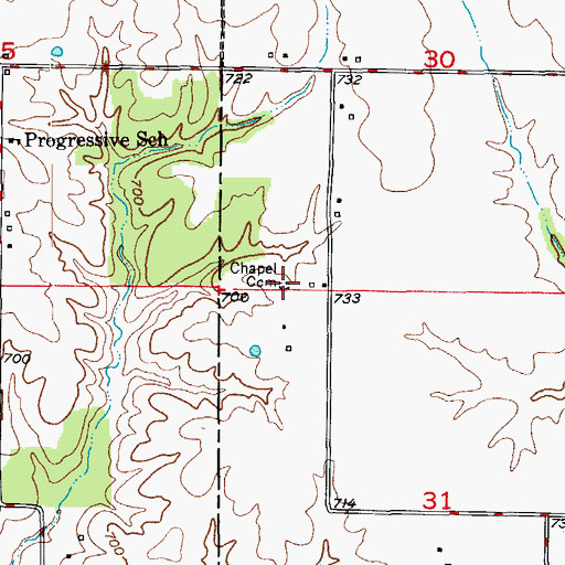 Topographic Map of Chapel Cemetery, MO