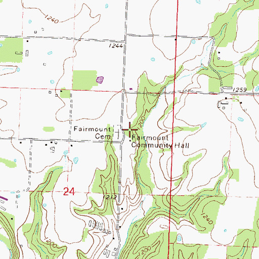 Topographic Map of Fairmount Cemetery, AR