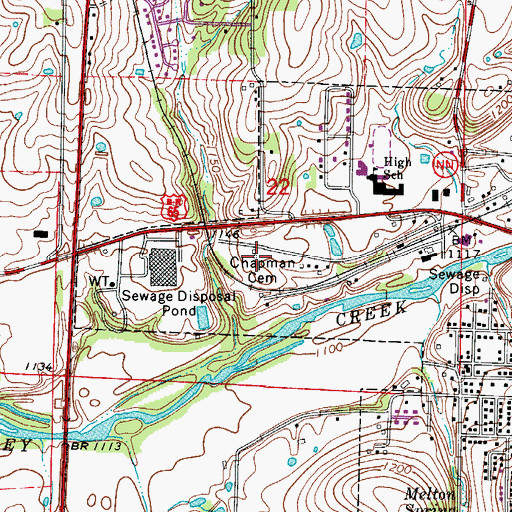 Topographic Map of Chapman Cemetery, MO