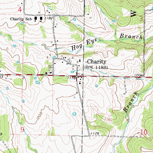 Topographic Map of Charity, MO