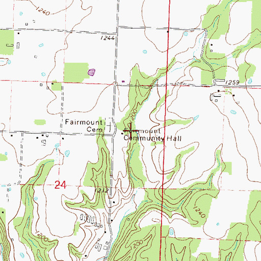 Topographic Map of Fairmount Community Hall, AR