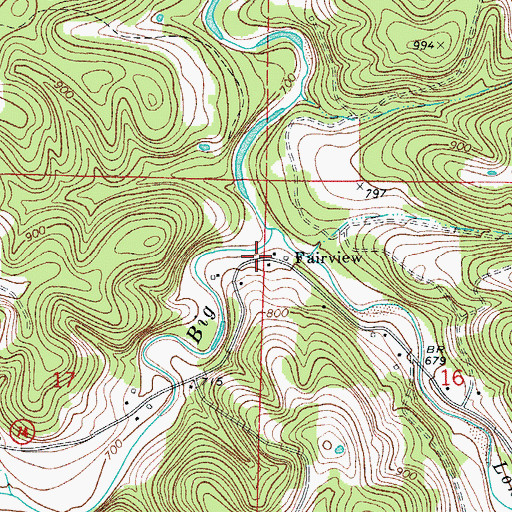 Topographic Map of Fairview, AR
