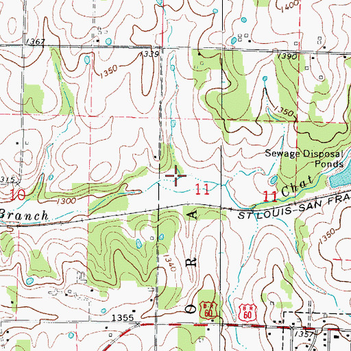 Topographic Map of Chat Creek, MO