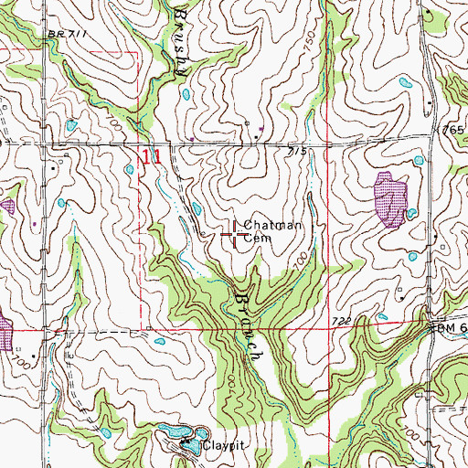 Topographic Map of Chatman Cemetery, MO