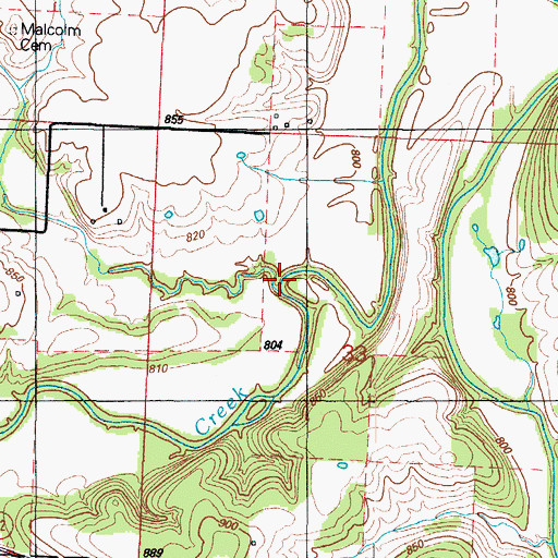 Topographic Map of Cherry Branch, MO