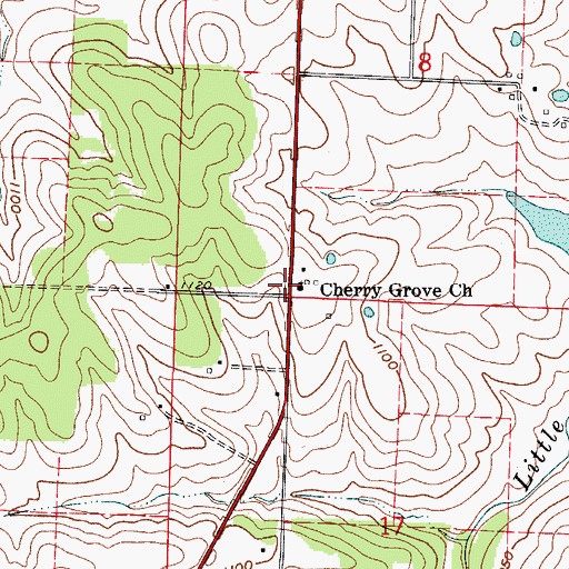 Topographic Map of Cherry Grove Church, MO