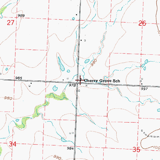 Topographic Map of Cherry Grove School (historical), MO