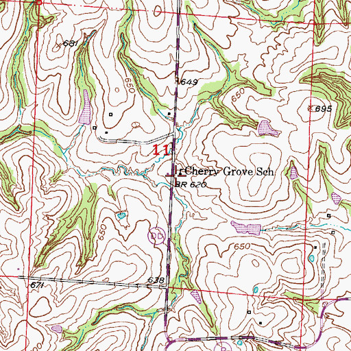 Topographic Map of Cherry Grove School (historical), MO