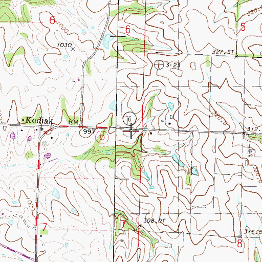 Topographic Map of Cherry Grove School, MO