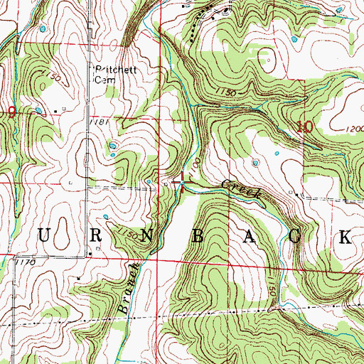 Topographic Map of Chesapeake Branch, MO