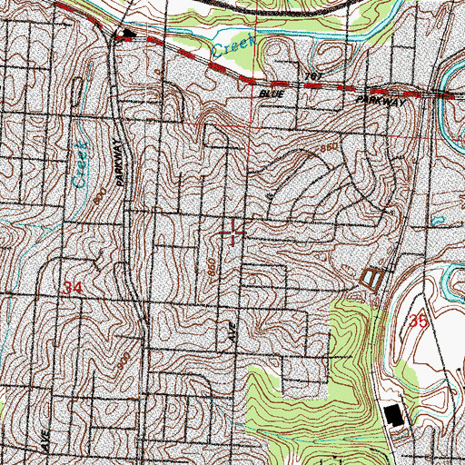 Topographic Map of J S Chick Elementary School, MO
