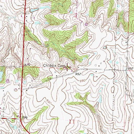Topographic Map of Chiddix Cemetery, MO