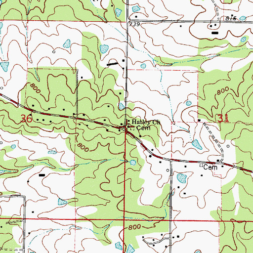 Topographic Map of Fairview Church Cemetery, AR