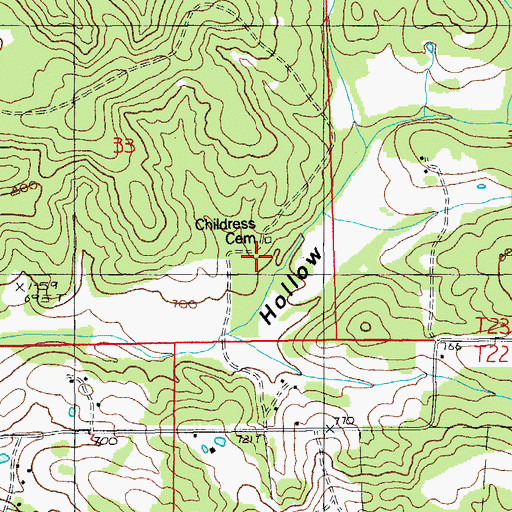 Topographic Map of Childress Cemetery, MO