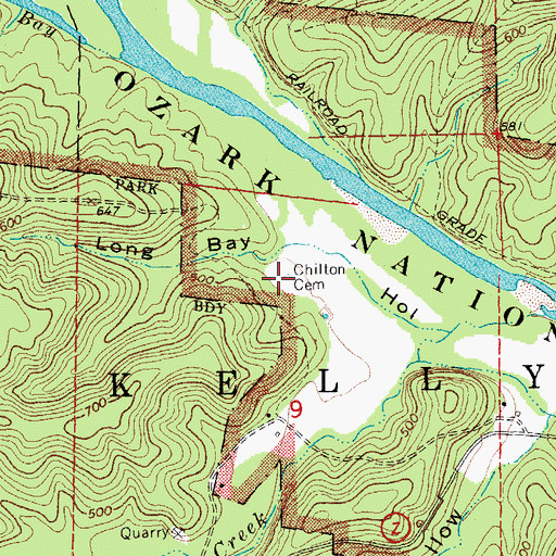 Topographic Map of Chilton Cemetery, MO