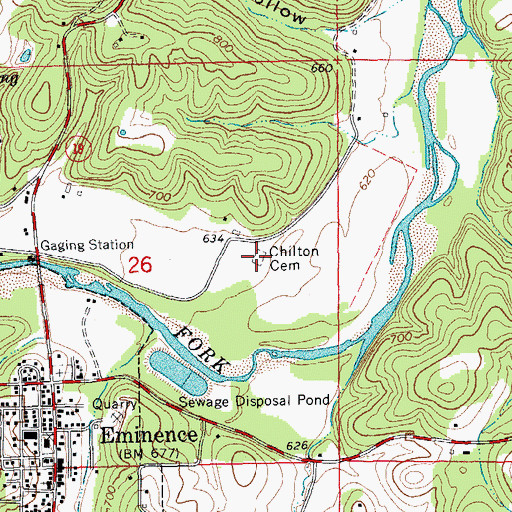 Topographic Map of Chilton Cemetery, MO