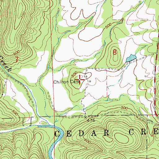Topographic Map of Chilton Cemetery, MO