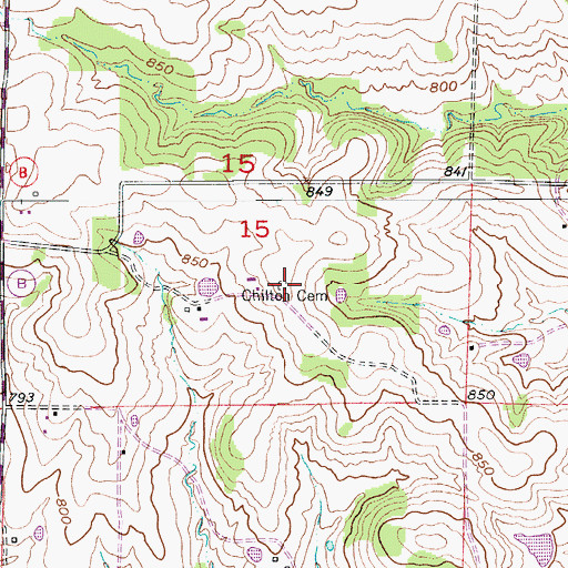 Topographic Map of Chilton Cemetery, MO