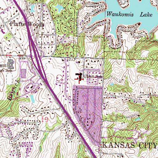 Topographic Map of Thomas B Chinn Elementary School, MO