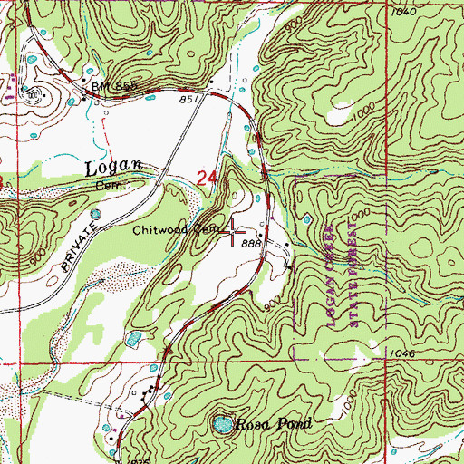 Topographic Map of Chitwood Cemetery, MO