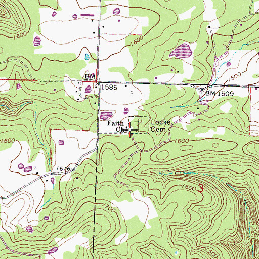 Topographic Map of Faith Church, AR