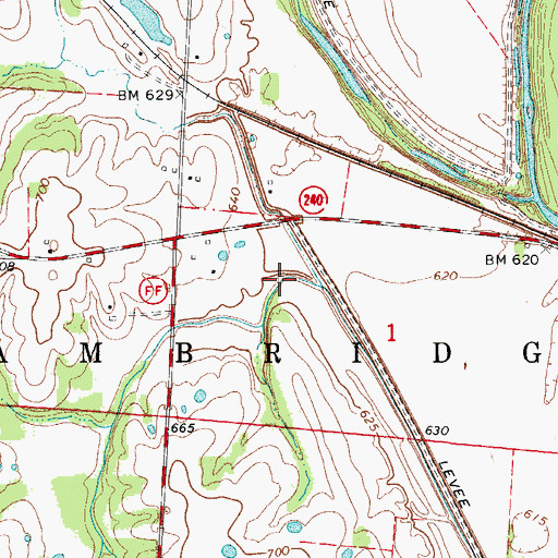 Topographic Map of Chocolate Creek, MO