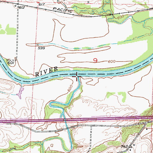 Topographic Map of Chouteau Creek, MO