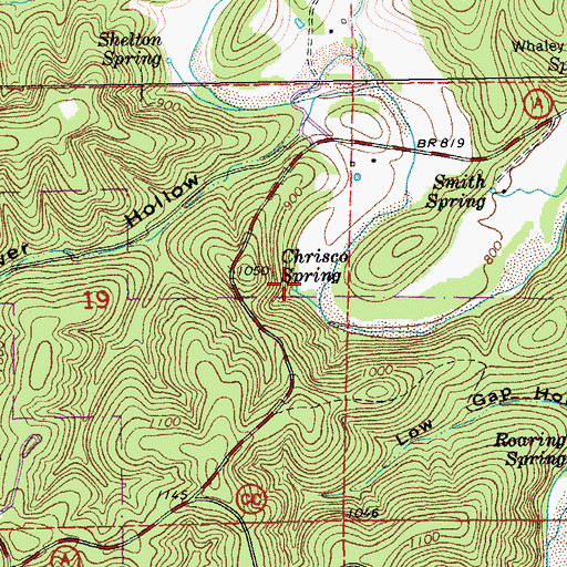 Topographic Map of Chrisco Spring, MO