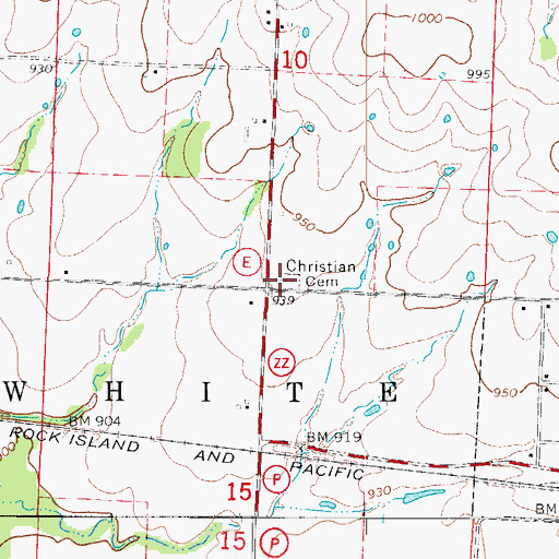 Topographic Map of Christian Cemetery, MO