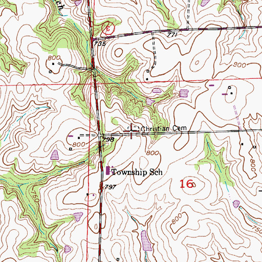 Topographic Map of Christian Cemetery, MO