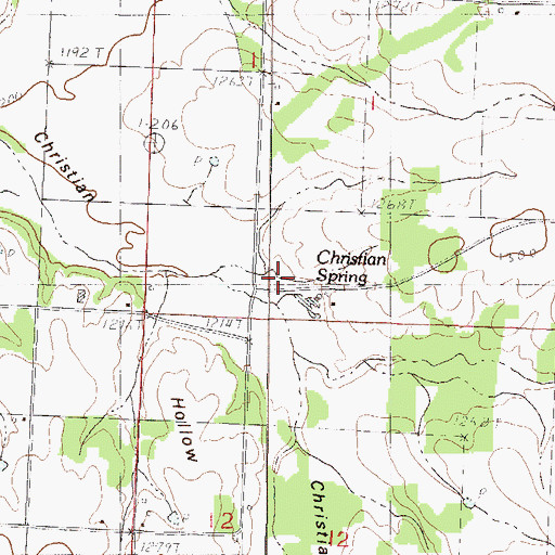Topographic Map of Christian Spring, MO