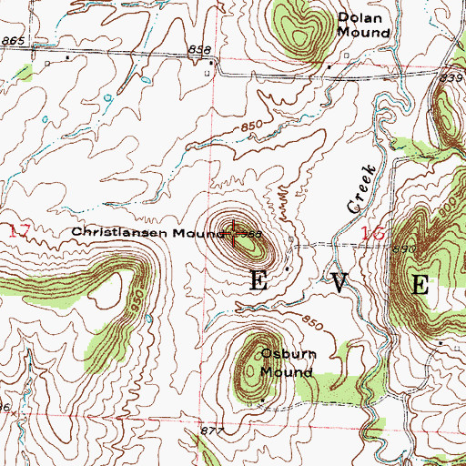 Topographic Map of Christiansen Mound, MO