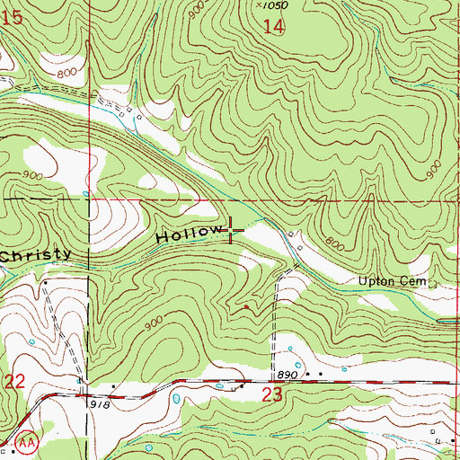 Topographic Map of Christy Hollow, MO