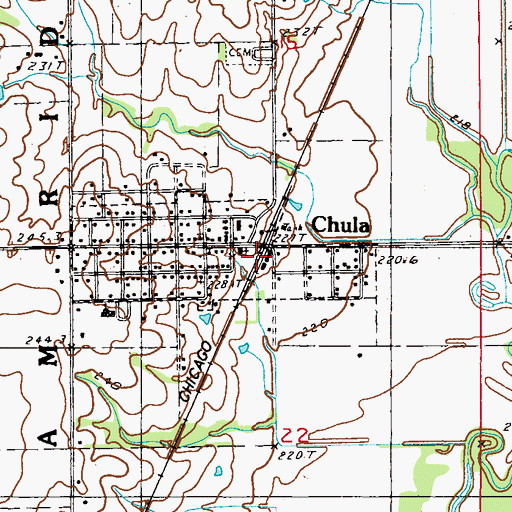 Topographic Map of Chula, MO