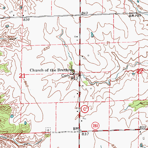 Topographic Map of Church of the Brethren, MO